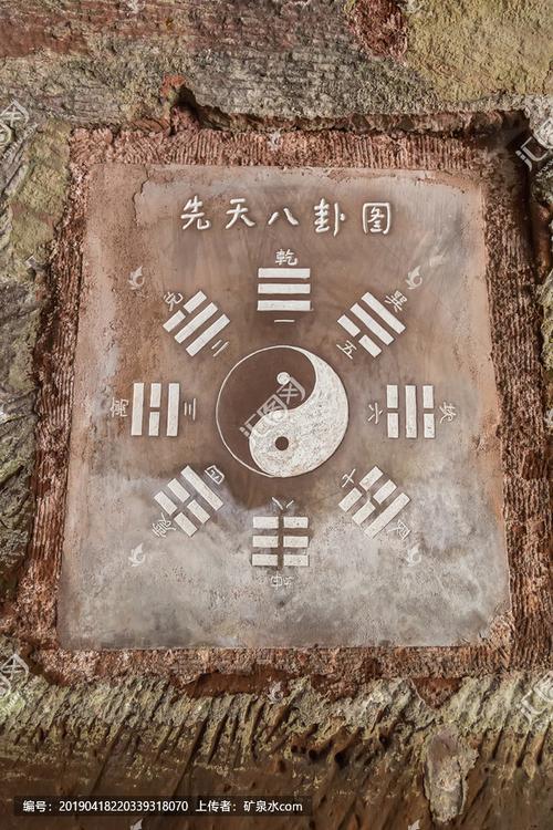 先天八卦图石刻雕刻背景贴图