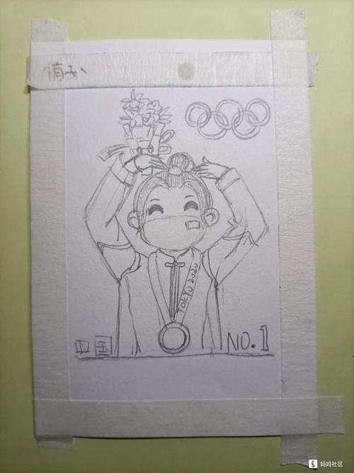 手绘神仙女孩00后奥运冠军杨倩给你比个心