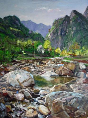 io/688007 大山河谷油画,布面油画,80×60cm,2018售价:$2,000.