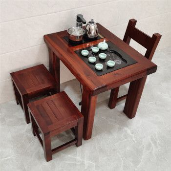 紫翼狮老船木茶桌椅组合实木仿古茶台简约茶几阳台户外小茶桌迷你小型