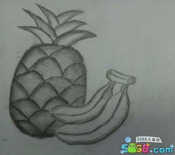 菠萝和香蕉简单的水果画画图片欣赏