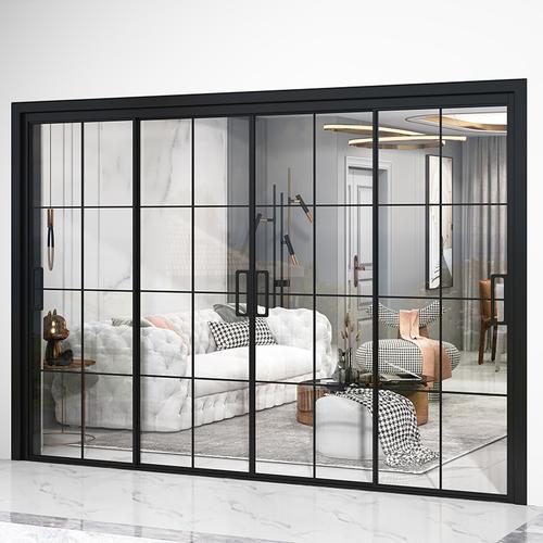 客厅阳台三联动极窄推拉门定制铝合金吊轨长虹玻璃隔断门厨房移门