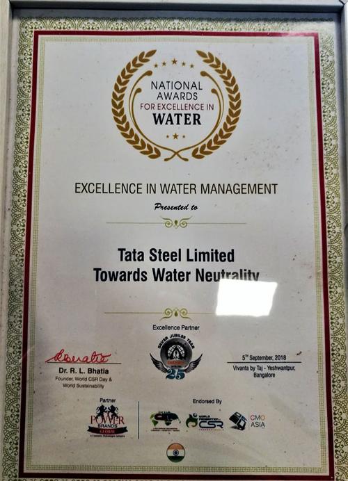 division of tata steel bags the national award for excellence in