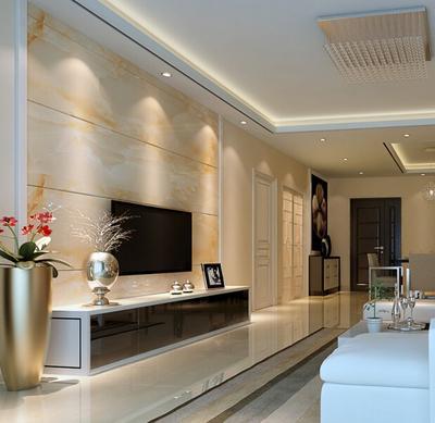 现代风格客厅电视背景墙装修效果图-现代风格水晶吸顶灯