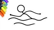 火柴人游泳运动简笔画