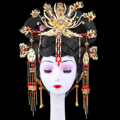 唐朝贵妃发冠发簪饰品反串凤冠发饰古装皇后造型盘发流苏头饰套装