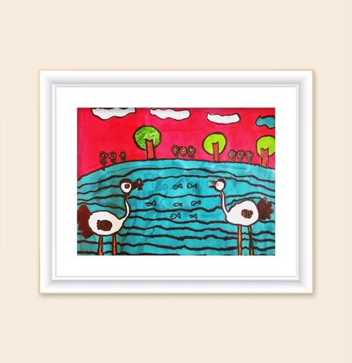 候鸟的乐园儿童画_绘画_文化娱乐_绘画_小红书