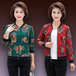 中年女秋装外套40-50岁短款妈妈秋季中老年春秋薄款休闲夹克上衣