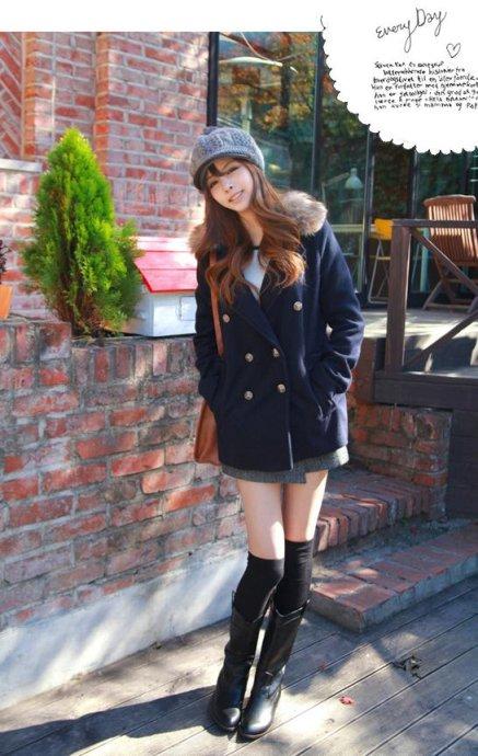 校服风 长靴 长袜