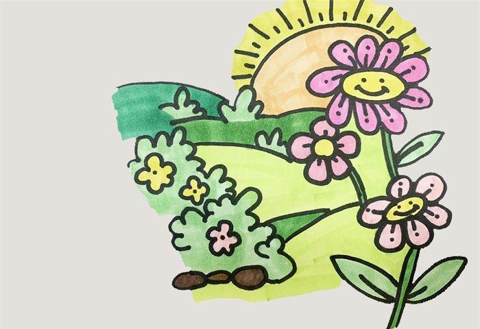 美丽的花园怎么画_风景简笔画_简笔画大全