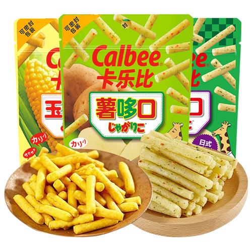 日本进口零食calbee卡乐比薯哆口玉米原味薯条膨化玉米条小吃35g