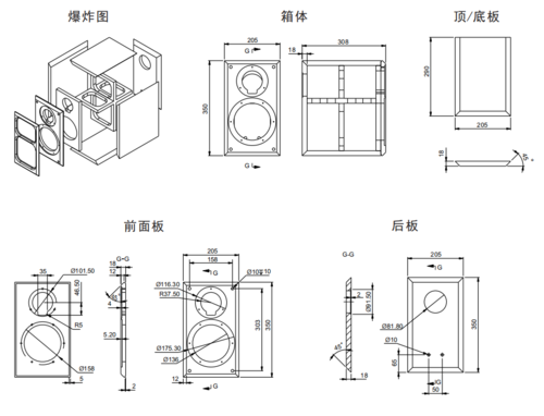 q3b 2pcs  音箱面网插件: 8套  音箱标牌: 2pcs  倒相管: 2pcs  分频
