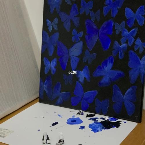 克莱因蓝蝴蝶_油画_潮流_潮流艺术_潮流插画