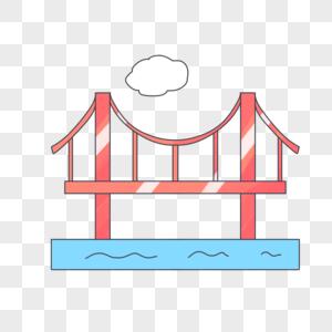 卡通与手绘卡通中国旅游日金门大桥素材