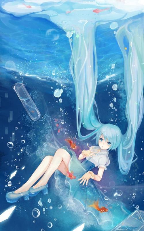 【动漫】不知道出自哪里,海洋里的蓝少女,二次元少女,30几张图集,你们