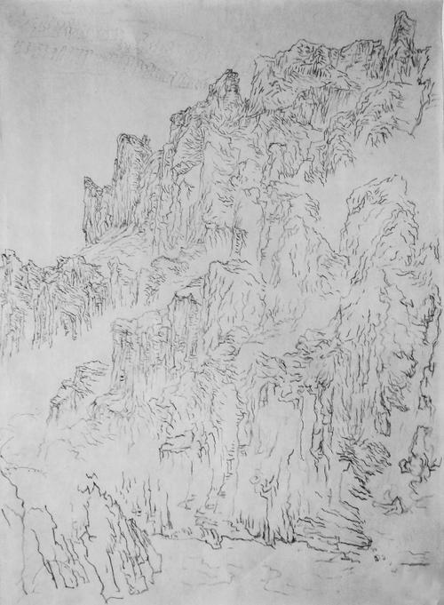 新疆山水画写生 线描稿