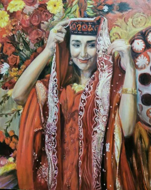 《塔吉克新娘》油画  80x120cm  侯志新