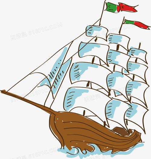 卡通手绘帆船
