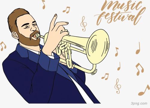 手绘卡通吹萨克斯的人