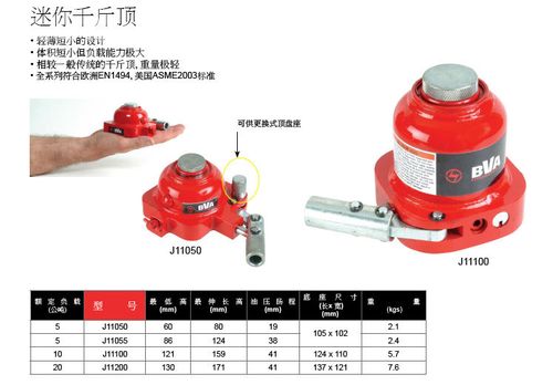 台湾bva迷你千斤顶 j11050 j11055 j11100 j11200