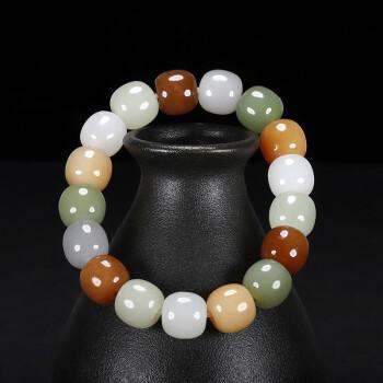 新疆和田玉多宝手链 天然羊脂白玉碧玉糖白玉老型珠女款玉石手串 图片