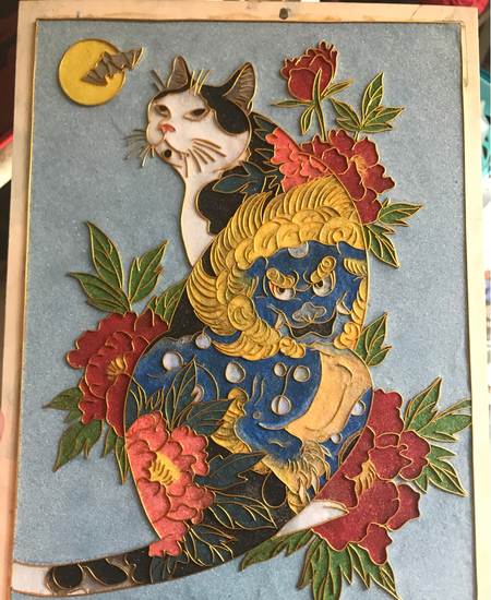 金丝沙画 装饰画 猫 浮世绘 已结缘