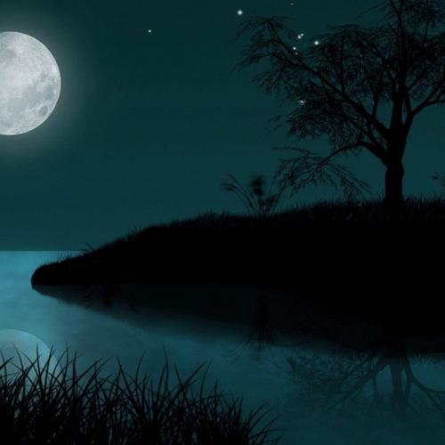星空之唯美明月夜色风景桌面高清壁纸