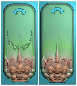 1243瑞兽双面长牌子仿古浮雕精雕jdp灰度bmp格式玉雕木雕牙雕图