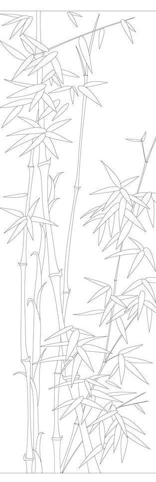 白描竹子线条