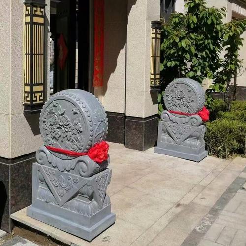 汉白玉石鼓抱鼓石一对看门镇宅别墅门口装饰摆件石雕青石门墩家用
