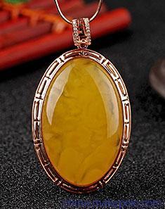 18k金戒指加工琥珀蜜蜡吊坠镶嵌戒面定制镶嵌图片_4