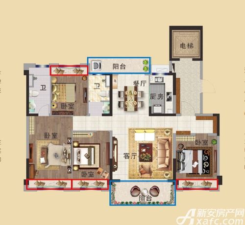 碧桂园首府四居及以上140.00平米户型图_yj140t4室2厅