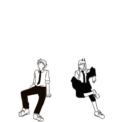 黑白人物插画 | 动漫 链锯人_动漫_procreate_插画_西装_动画_电锯人