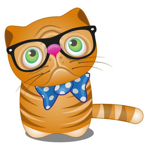 戴眼镜的小猫矢量图片(图片id:728284)_-陆地动物-矢量素材_ 聚图网