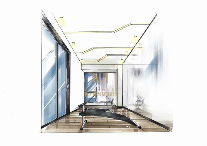 星河传奇健身房装修手绘效果图