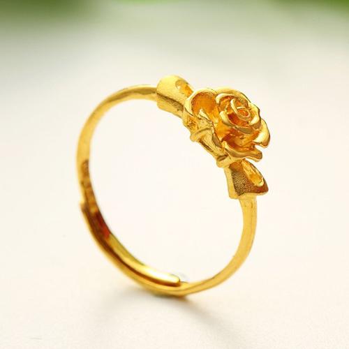 cnuti粤通国际珠宝 黄金女戒 黄金玫瑰女士女款戒指 黄金饰品 精美