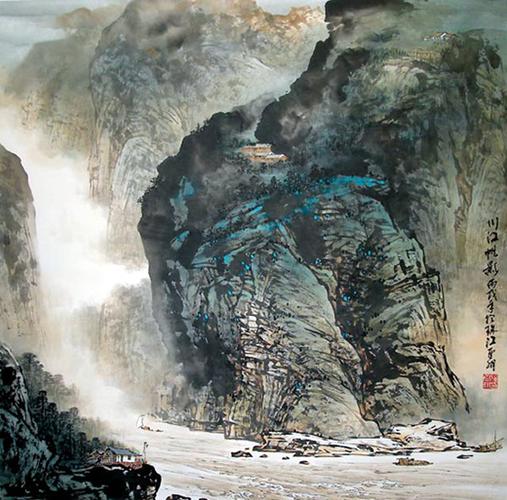 四川成都施云翔彩墨山水作品