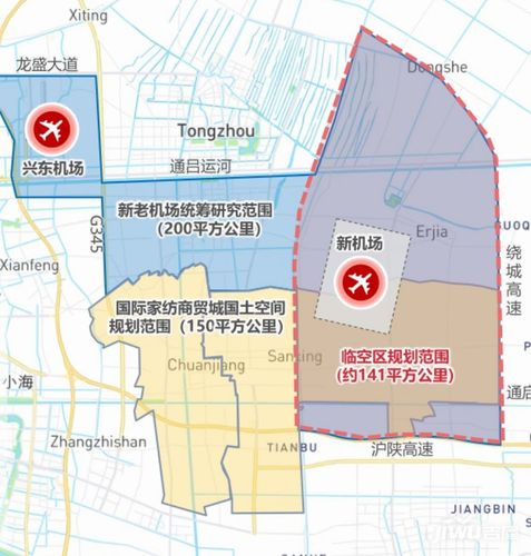 疑似南通新机场一期拆迁范围红线图和二甲场址控制范围