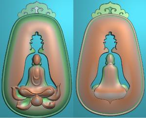 精雕图灰度浮雕玉雕/电脑雕刻挂件/仿古牌头莲花小无相悟道佛fh1