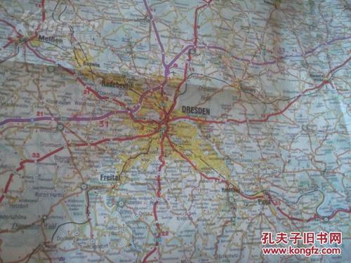 deutsche德国分幅地图6 全开独版单面 带封套 德文 1