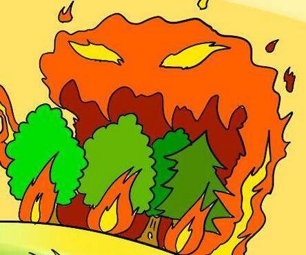 森林火灾卡通简笔画