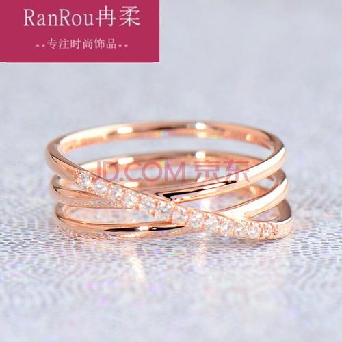 老凤祥同款新款18k玫瑰金钻石戒指女 时尚简约排钻钻石手饰 镶嵌 f-g