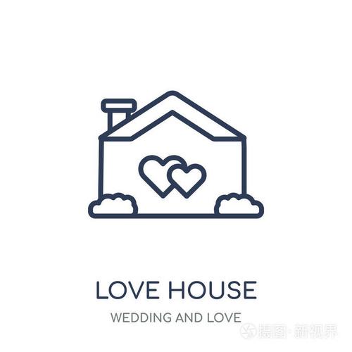 爱房子线性符号设计从婚礼和爱情收藏.