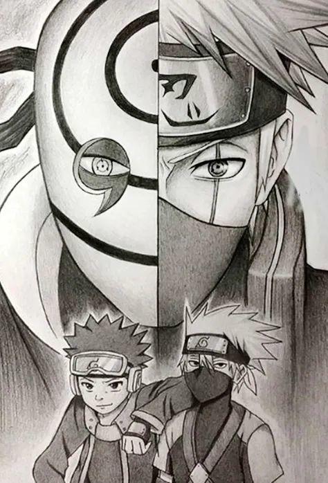 火影忍者壁纸/卡卡西带土半脸壁纸图片