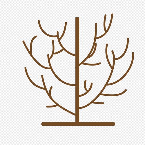 手绘线条树木树枝矢量图标图形