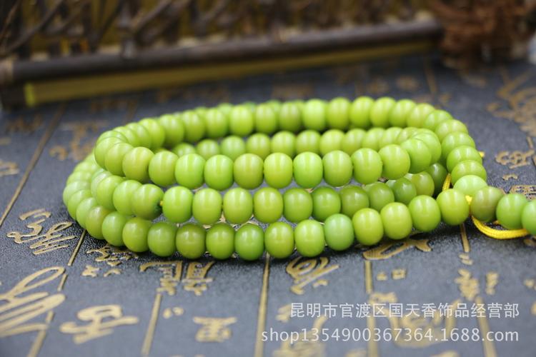 绿菩提根苹果珠108 佛珠手链 风化绿色菩提根 厂价批发