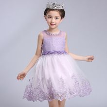 儿童主持人礼服裙女童无袖公主裙表演裙宝宝生日晚礼服花童婚纱裙
