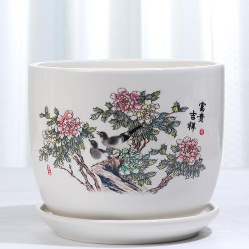 陶瓷花盆特大号家用多肉室内简约清仓绿萝客厅吊兰塑料带托盘特价视频