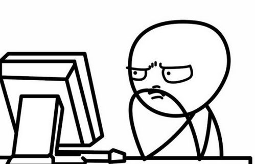 对着电脑的小人儿经典表情包png图片免抠素材