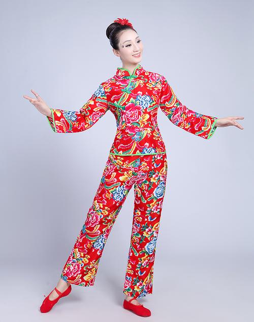 东北民族风大花衣服布村姑女二人转演出服搞笑碎花民族秧歌服女套装